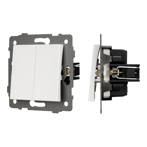 Механизм выключателя двухклавишный проходной SWT-MKP2-PL-WH-V (250V, 10A) (Arlight, -)