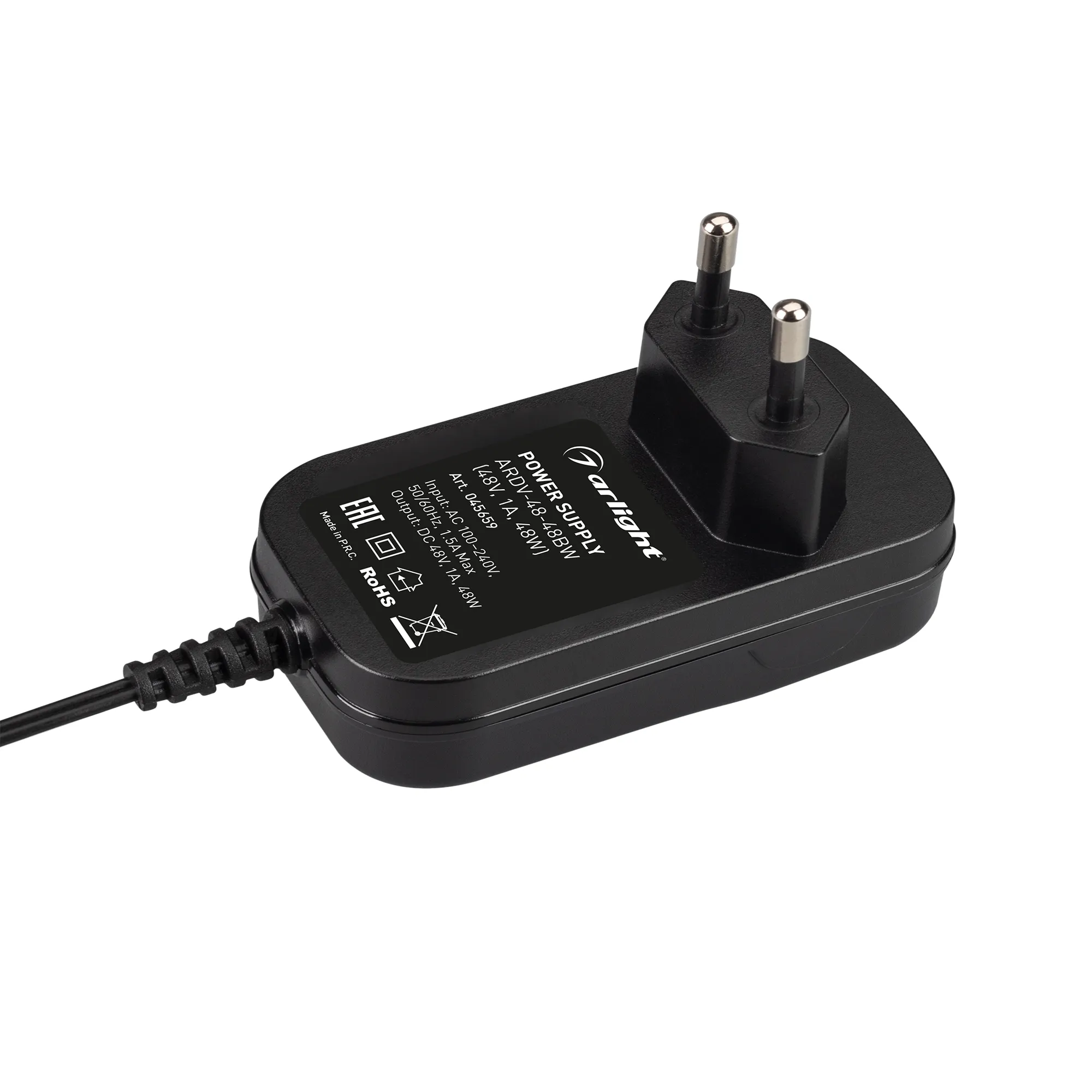 Блок питания ARDV-48-48BW (48V, 1A, 48W) (Arlight, Адаптер, 2 года) - изображение товара