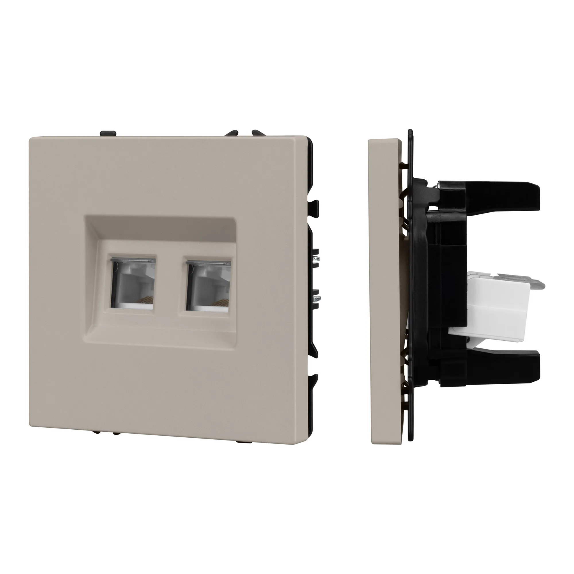 Механизм сдвоенной компьютерной розетки SCT-NOBE-MPC2-SFPL-CA (RJ-45, CAT6) (Arlight, Кашемир)