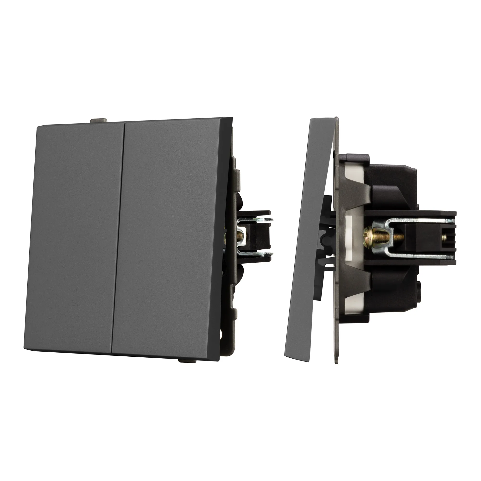 Механизм выключателя двухклавишный непроходной SWT-TENDO-MK02-SFPL-GR (230V, 10A) (Arlight, -)