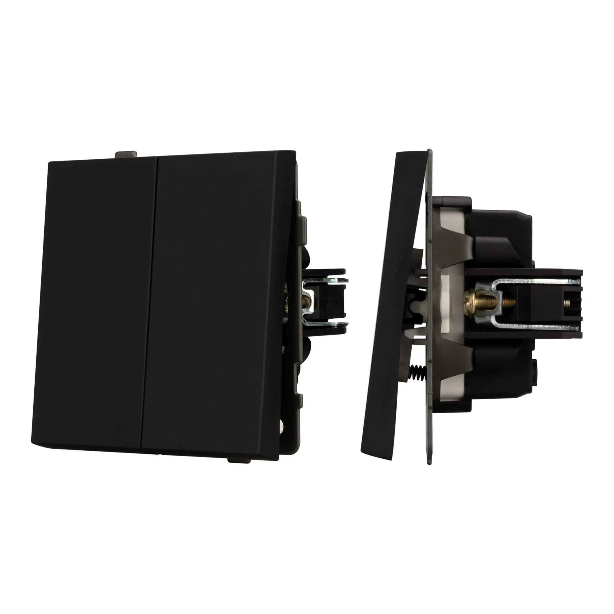 Механизм выключателя двухклавишный непроходной SWT-TENDO-MK02-SFPL-BK (230V, 10A) (Arlight, -)