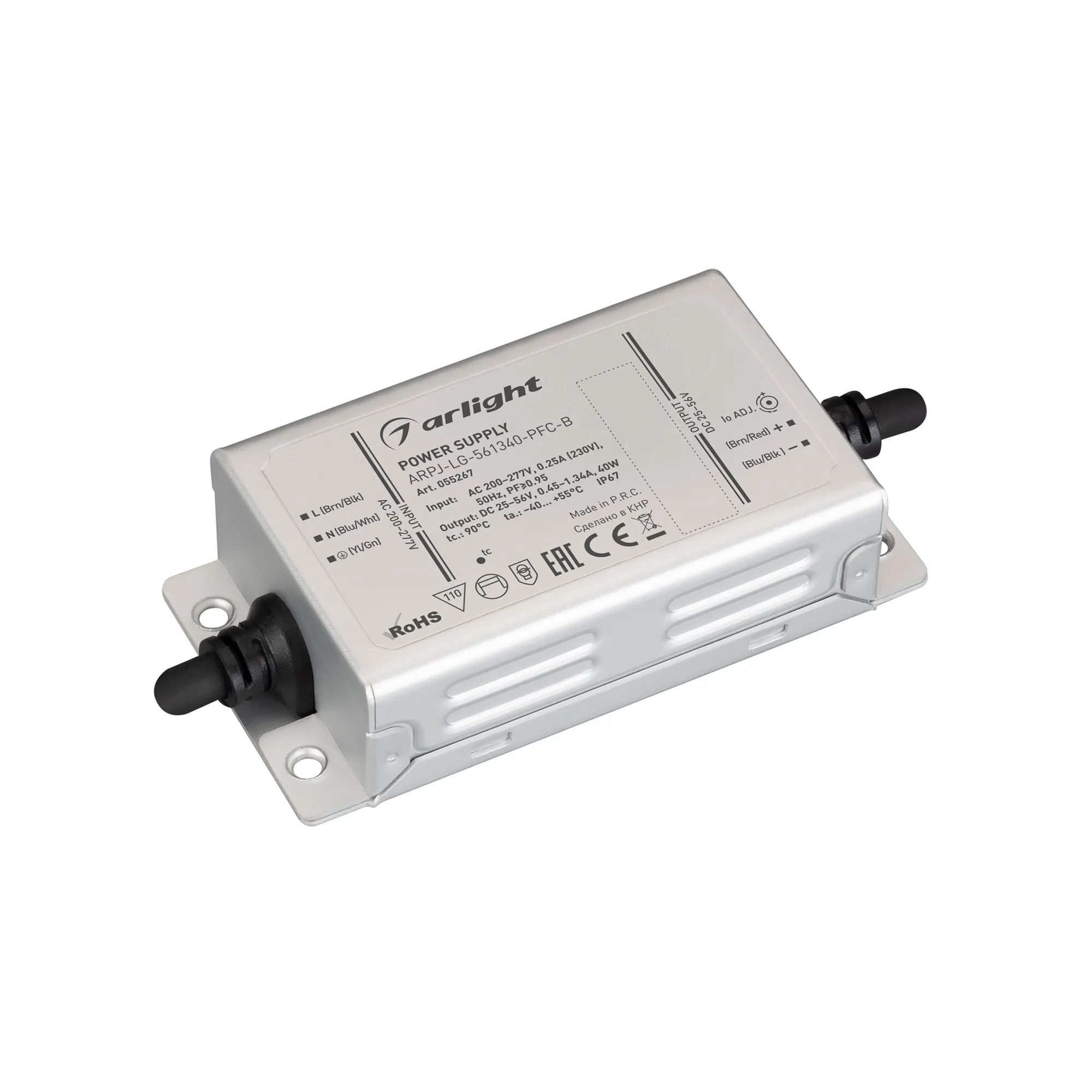 Блок питания ARPJ-LG-561340-PFC-B (40W, 25-56V, 0.45-1.34A) (Arlight, IP67 Металл, 5 лет) - изображение товара